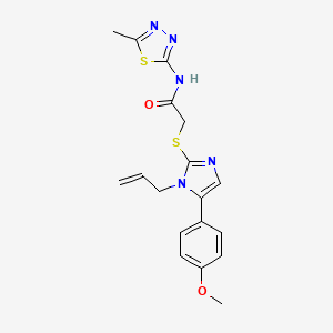 molecular formula C18H19N5O2S2 B6586502 2-{[5-(4-methoxyphenyl)-1-(prop-2-en-1-yl)-1H-imidazol-2-yl]sulfanyl}-N-(5-methyl-1,3,4-thiadiazol-2-yl)acetamide CAS No. 1207002-33-2
