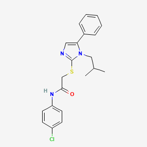 molecular formula C21H22ClN3OS B6586511 N-(4-chlorophenyl)-2-{[1-(2-methylpropyl)-5-phenyl-1H-imidazol-2-yl]sulfanyl}acetamide CAS No. 1207056-21-0