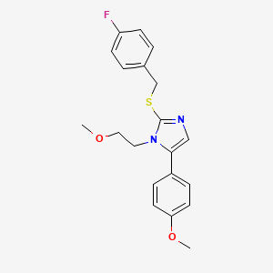 molecular formula C20H21FN2O2S B6586513 2-{[(4-fluorophenyl)methyl]sulfanyl}-1-(2-methoxyethyl)-5-(4-methoxyphenyl)-1H-imidazole CAS No. 1206992-79-1