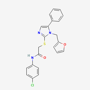 molecular formula C22H18ClN3O2S B6586526 N-(4-chlorophenyl)-2-({1-[(furan-2-yl)methyl]-5-phenyl-1H-imidazol-2-yl}sulfanyl)acetamide CAS No. 1207021-56-4