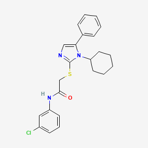 molecular formula C23H24ClN3OS B6586533 N-(3-chlorophenyl)-2-[(1-cyclohexyl-5-phenyl-1H-imidazol-2-yl)sulfanyl]acetamide CAS No. 1207003-75-5
