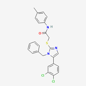 molecular formula C25H21Cl2N3OS B6586543 2-{[1-benzyl-5-(3,4-dichlorophenyl)-1H-imidazol-2-yl]sulfanyl}-N-(4-methylphenyl)acetamide CAS No. 1207009-11-7