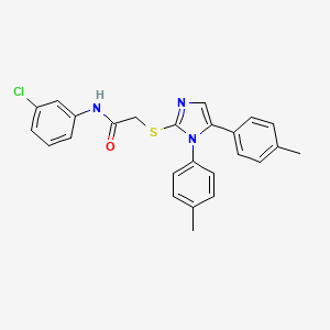 molecular formula C25H22ClN3OS B6586545 2-{[1,5-bis(4-methylphenyl)-1H-imidazol-2-yl]sulfanyl}-N-(3-chlorophenyl)acetamide CAS No. 1207023-63-9