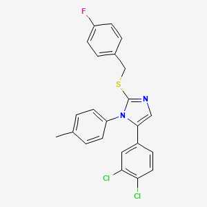 molecular formula C23H17Cl2FN2S B6586551 5-(3,4-dichlorophenyl)-2-{[(4-fluorophenyl)methyl]sulfanyl}-1-(4-methylphenyl)-1H-imidazole CAS No. 1207023-86-6