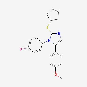 2-(cyclopentylsulfanyl)-1-(4-fluorophenyl)-5-(4-methoxyphenyl)-1H-imidazole
