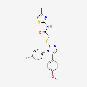 molecular formula C22H19FN4O2S2 B6586558 2-{[1-(4-fluorophenyl)-5-(4-methoxyphenyl)-1H-imidazol-2-yl]sulfanyl}-N-(4-methyl-1,3-thiazol-2-yl)acetamide CAS No. 1207034-21-6