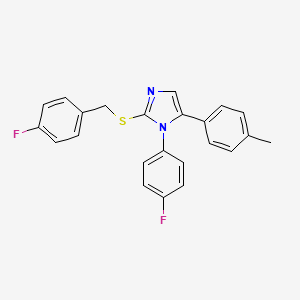 molecular formula C23H18F2N2S B6586561 1-(4-fluorophenyl)-2-{[(4-fluorophenyl)methyl]sulfanyl}-5-(4-methylphenyl)-1H-imidazole CAS No. 1206994-60-6