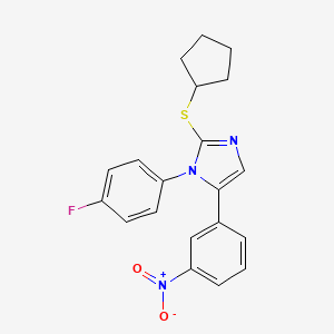 molecular formula C20H18FN3O2S B6586565 2-(cyclopentylsulfanyl)-1-(4-fluorophenyl)-5-(3-nitrophenyl)-1H-imidazole CAS No. 1234974-92-5