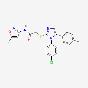 molecular formula C22H19ClN4O2S B6586595 2-{[1-(4-chlorophenyl)-5-(4-methylphenyl)-1H-imidazol-2-yl]sulfanyl}-N-(5-methyl-1,2-oxazol-3-yl)acetamide CAS No. 1226434-86-1