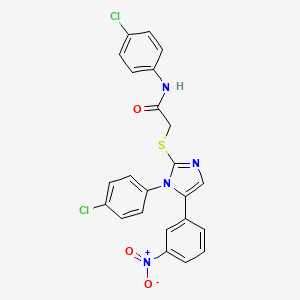 molecular formula C23H16Cl2N4O3S B6586600 N-(4-chlorophenyl)-2-{[1-(4-chlorophenyl)-5-(3-nitrophenyl)-1H-imidazol-2-yl]sulfanyl}acetamide CAS No. 1226456-54-7