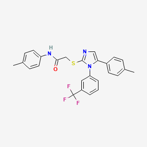 molecular formula C26H22F3N3OS B6586614 N-(4-methylphenyl)-2-{[5-(4-methylphenyl)-1-[3-(trifluoromethyl)phenyl]-1H-imidazol-2-yl]sulfanyl}acetamide CAS No. 1226429-79-3