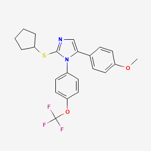 molecular formula C22H21F3N2O2S B6586643 2-(cyclopentylsulfanyl)-5-(4-methoxyphenyl)-1-[4-(trifluoromethoxy)phenyl]-1H-imidazole CAS No. 1226447-28-4