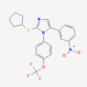 molecular formula C21H18F3N3O3S B6586646 2-(cyclopentylsulfanyl)-5-(3-nitrophenyl)-1-[4-(trifluoromethoxy)phenyl]-1H-imidazole CAS No. 1226438-72-7