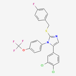 molecular formula C23H14Cl2F4N2OS B6586678 5-(3,4-dichlorophenyl)-2-{[(4-fluorophenyl)methyl]sulfanyl}-1-[4-(trifluoromethoxy)phenyl]-1H-imidazole CAS No. 1226428-56-3