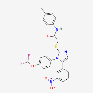2-({1-[4-(difluoromethoxy)phenyl]-5-(3-nitrophenyl)-1H-imidazol-2-yl}sulfanyl)-N-(4-methylphenyl)acetamide