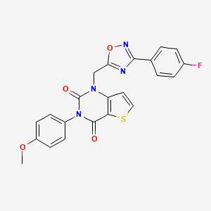 molecular formula C22H15FN4O4S B6586730 1-{[3-(4-fluorophenyl)-1,2,4-oxadiazol-5-yl]methyl}-3-(4-methoxyphenyl)-1H,2H,3H,4H-thieno[3,2-d]pyrimidine-2,4-dione CAS No. 1251550-78-3