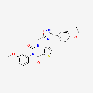 molecular formula C25H22N4O5S B6586754 3-(3-methoxyphenyl)-1-({3-[4-(propan-2-yloxy)phenyl]-1,2,4-oxadiazol-5-yl}methyl)-1H,2H,3H,4H-thieno[3,2-d]pyrimidine-2,4-dione CAS No. 1251586-91-0