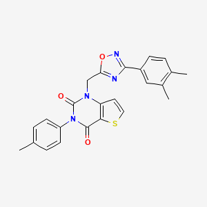molecular formula C24H20N4O3S B6586762 1-{[3-(3,4-dimethylphenyl)-1,2,4-oxadiazol-5-yl]methyl}-3-(4-methylphenyl)-1H,2H,3H,4H-thieno[3,2-d]pyrimidine-2,4-dione CAS No. 1251580-32-1