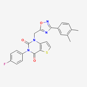 molecular formula C23H17FN4O3S B6586766 1-{[3-(3,4-dimethylphenyl)-1,2,4-oxadiazol-5-yl]methyl}-3-(4-fluorophenyl)-1H,2H,3H,4H-thieno[3,2-d]pyrimidine-2,4-dione CAS No. 1251670-25-3