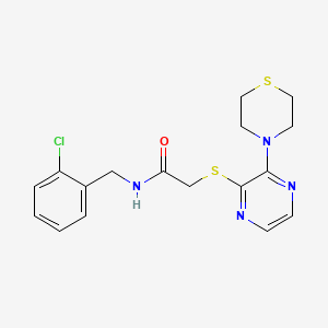 molecular formula C17H19ClN4OS2 B6586782 N-[(2-chlorophenyl)methyl]-2-{[3-(thiomorpholin-4-yl)pyrazin-2-yl]sulfanyl}acetamide CAS No. 1251580-39-8