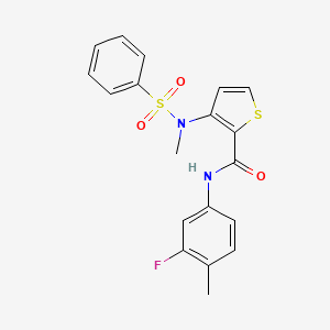 molecular formula C19H17FN2O3S2 B6586791 N-(3-fluoro-4-methylphenyl)-3-(N-methylbenzenesulfonamido)thiophene-2-carboxamide CAS No. 1226449-34-8