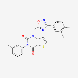molecular formula C24H20N4O3S B6586810 1-{[3-(3,4-dimethylphenyl)-1,2,4-oxadiazol-5-yl]methyl}-3-(3-methylphenyl)-1H,2H,3H,4H-thieno[3,2-d]pyrimidine-2,4-dione CAS No. 1226456-24-1
