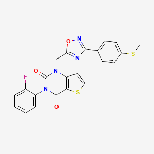 molecular formula C22H15FN4O3S2 B6586820 3-(2-fluorophenyl)-1-({3-[4-(methylsulfanyl)phenyl]-1,2,4-oxadiazol-5-yl}methyl)-1H,2H,3H,4H-thieno[3,2-d]pyrimidine-2,4-dione CAS No. 1226457-71-1