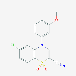 6-chloro-4-(3-methoxyphenyl)-1,1-dioxo-4H-1lambda6,4-benzothiazine-2-carbonitrile