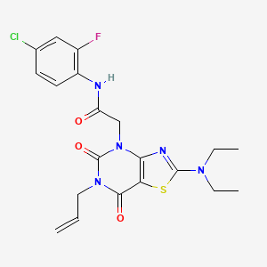 molecular formula C20H21ClFN5O3S B6586843 N-(4-chloro-2-fluorophenyl)-2-[2-(diethylamino)-5,7-dioxo-6-(prop-2-en-1-yl)-4H,5H,6H,7H-[1,3]thiazolo[4,5-d]pyrimidin-4-yl]acetamide CAS No. 1029742-11-7