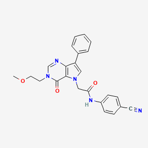molecular formula C24H21N5O3 B6586857 N-(4-cyanophenyl)-2-[3-(2-methoxyethyl)-4-oxo-7-phenyl-3H,4H,5H-pyrrolo[3,2-d]pyrimidin-5-yl]acetamide CAS No. 1251579-22-2