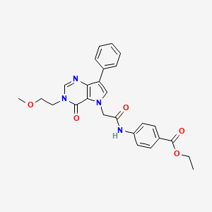 molecular formula C26H26N4O5 B6586859 ethyl 4-{2-[3-(2-methoxyethyl)-4-oxo-7-phenyl-3H,4H,5H-pyrrolo[3,2-d]pyrimidin-5-yl]acetamido}benzoate CAS No. 1251551-97-9