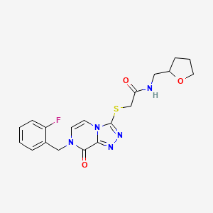 molecular formula C19H20FN5O3S B6586872 2-({7-[(2-fluorophenyl)methyl]-8-oxo-7H,8H-[1,2,4]triazolo[4,3-a]pyrazin-3-yl}sulfanyl)-N-[(oxolan-2-yl)methyl]acetamide CAS No. 1251580-44-5
