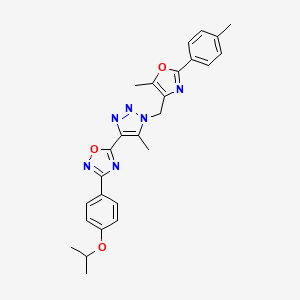 5-(5-methyl-1-{[5-methyl-2-(4-methylphenyl)-1,3-oxazol-4-yl]methyl}-1H-1,2,3-triazol-4-yl)-3-[4-(propan-2-yloxy)phenyl]-1,2,4-oxadiazole