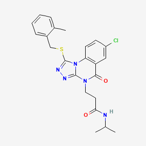 3-(7-chloro-1-{[(2-methylphenyl)methyl]sulfanyl}-5-oxo-4H,5H-[1,2,4]triazolo[4,3-a]quinazolin-4-yl)-N-(propan-2-yl)propanamide