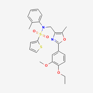 molecular formula C25H26N2O5S2 B6586992 N-{[2-(4-ethoxy-3-methoxyphenyl)-5-methyl-1,3-oxazol-4-yl]methyl}-N-(2-methylphenyl)thiophene-2-sulfonamide CAS No. 1251657-73-4