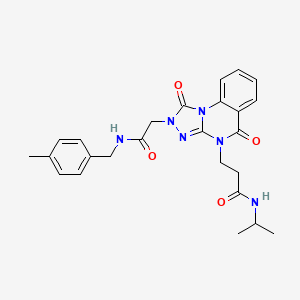 molecular formula C25H28N6O4 B6587006 3-[2-({[(4-methylphenyl)methyl]carbamoyl}methyl)-1,5-dioxo-1H,2H,4H,5H-[1,2,4]triazolo[4,3-a]quinazolin-4-yl]-N-(propan-2-yl)propanamide CAS No. 1112308-30-1