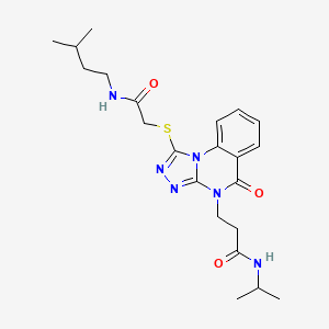 molecular formula C22H30N6O3S B6587008 3-[1-({[(3-methylbutyl)carbamoyl]methyl}sulfanyl)-5-oxo-4H,5H-[1,2,4]triazolo[4,3-a]quinazolin-4-yl]-N-(propan-2-yl)propanamide CAS No. 1112437-10-1