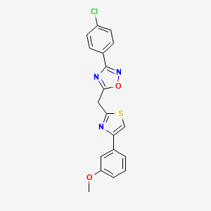 molecular formula C19H14ClN3O2S B6587033 3-(4-chlorophenyl)-5-{[4-(3-methoxyphenyl)-1,3-thiazol-2-yl]methyl}-1,2,4-oxadiazole CAS No. 1112327-34-0