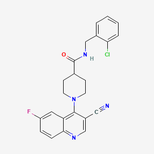 molecular formula C23H20ClFN4O B6587056 N-[(2-chlorophenyl)methyl]-1-(3-cyano-6-fluoroquinolin-4-yl)piperidine-4-carboxamide CAS No. 1226436-30-1