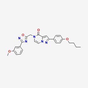 molecular formula C26H25N5O4 B6587099 2-(4-butoxyphenyl)-5-{[3-(3-methoxyphenyl)-1,2,4-oxadiazol-5-yl]methyl}-4H,5H-pyrazolo[1,5-a]pyrazin-4-one CAS No. 1207041-02-8