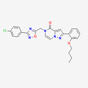 molecular formula C25H22ClN5O3 B6587105 2-(2-butoxyphenyl)-5-{[3-(4-chlorophenyl)-1,2,4-oxadiazol-5-yl]methyl}-4H,5H-pyrazolo[1,5-a]pyrazin-4-one CAS No. 1207027-31-3