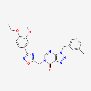 molecular formula C24H23N7O4 B6587115 6-{[3-(4-ethoxy-3-methoxyphenyl)-1,2,4-oxadiazol-5-yl]methyl}-3-[(3-methylphenyl)methyl]-3H,6H,7H-[1,2,3]triazolo[4,5-d]pyrimidin-7-one CAS No. 1207047-13-9