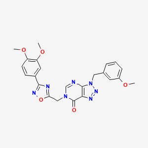 molecular formula C23H21N7O5 B6587117 6-{[3-(3,4-dimethoxyphenyl)-1,2,4-oxadiazol-5-yl]methyl}-3-[(3-methoxyphenyl)methyl]-3H,6H,7H-[1,2,3]triazolo[4,5-d]pyrimidin-7-one CAS No. 1207042-28-1
