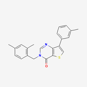 molecular formula C22H20N2OS B6587127 3-[(2,4-dimethylphenyl)methyl]-7-(3-methylphenyl)-3H,4H-thieno[3,2-d]pyrimidin-4-one CAS No. 1207020-10-7