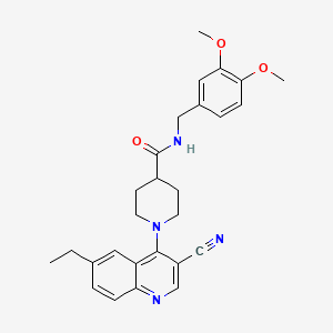 1-(3-cyano-6-ethylquinolin-4-yl)-N-[(3,4-dimethoxyphenyl)methyl]piperidine-4-carboxamide