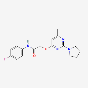 molecular formula C17H19FN4O2 B6587176 N-(4-fluorophenyl)-2-{[6-methyl-2-(pyrrolidin-1-yl)pyrimidin-4-yl]oxy}acetamide CAS No. 1031961-97-3