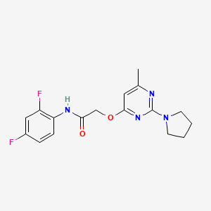 molecular formula C17H18F2N4O2 B6587185 N-(2,4-difluorophenyl)-2-{[6-methyl-2-(pyrrolidin-1-yl)pyrimidin-4-yl]oxy}acetamide CAS No. 1029763-62-9