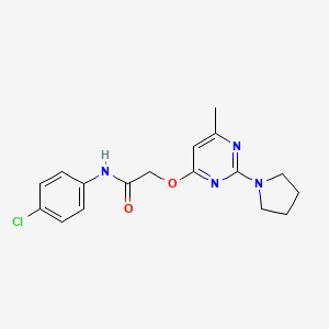 molecular formula C17H19ClN4O2 B6587187 N-(4-chlorophenyl)-2-{[6-methyl-2-(pyrrolidin-1-yl)pyrimidin-4-yl]oxy}acetamide CAS No. 1031962-00-1