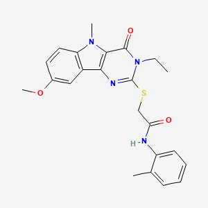 2-({3-ethyl-8-methoxy-5-methyl-4-oxo-3H,4H,5H-pyrimido[5,4-b]indol-2-yl}sulfanyl)-N-(2-methylphenyl)acetamide