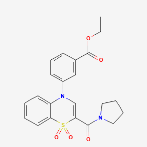 molecular formula C22H22N2O5S B6587220 ethyl 3-[1,1-dioxo-2-(pyrrolidine-1-carbonyl)-4H-1lambda6,4-benzothiazin-4-yl]benzoate CAS No. 1226435-58-0
